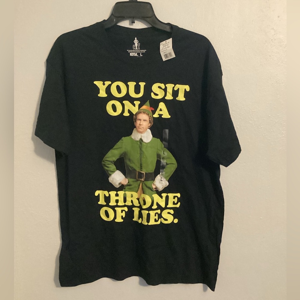 Elf NWT Men’s Black Elf Logo Short Sleeve Tee Shirt. Size Large.